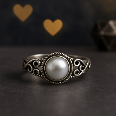 Vintage Sterling Silver Pearl Ring