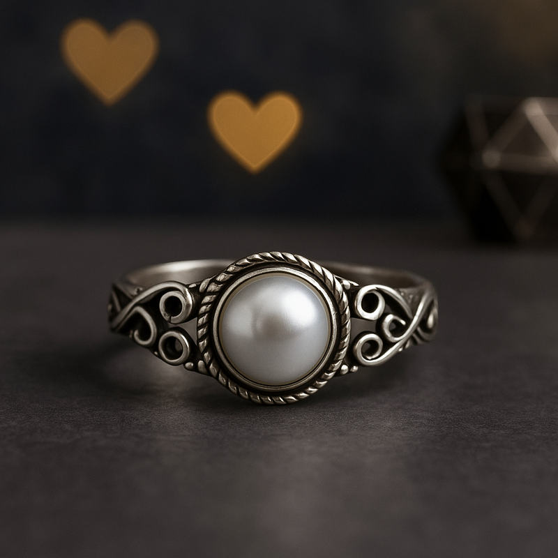 Vintage Sterling Silver Pearl Ring
