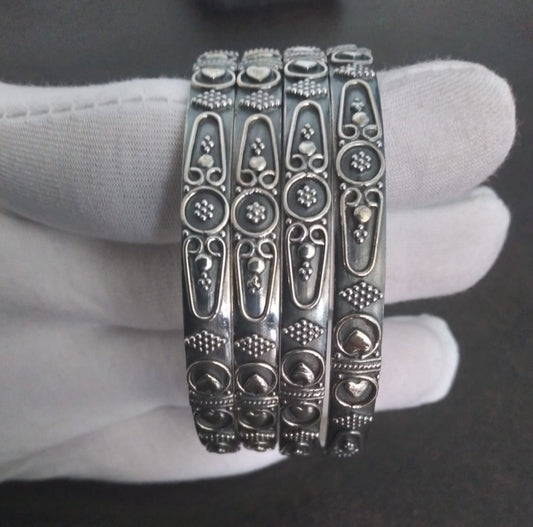 Geometric Handcrafted Oxidized Bangles